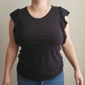 Pact Black Flutter Sleeve Tee
